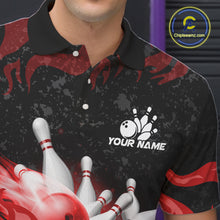 Load image into Gallery viewer, Red Flaming Bowling Jersey For Men Custom Fire Bowling Pin Team Jersey Polo &amp; Quarter Zip Shirts TDM6268