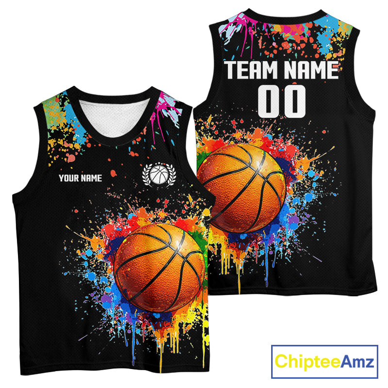 Funny Colorful Paint Splash Basketball Shirt Custom Name And Number Best Basketball Team Jersey TDM5673