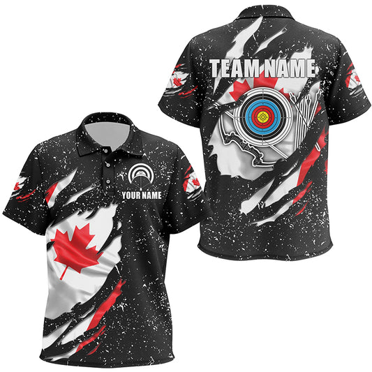 Grunge Canada Flag Target Archery Sets Kid Polo Shirts Custom Patriotic Archery Jersey Attire TDM1387