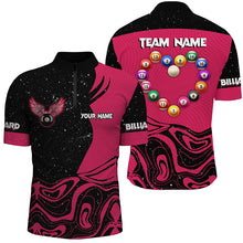 Load image into Gallery viewer, Personalized Funny Billiard Balls Heart Custom Men Polo &amp; Quarter-Zip Shirts, Pink Billiard Jerseys TDM1767