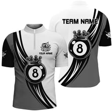 Load image into Gallery viewer, Personalized Black White 8 Ball Pool Crown Men Billiard Shirts, Best Billiard 8 Ball Team Jerseys TDM1772