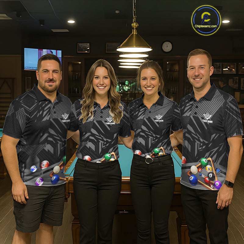 Black 8 Ball Billiard Shirt For Women Custom Billiard Tournament Pool Team Jersey Polo & 1/4 Zip TDM6023