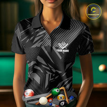 Load image into Gallery viewer, Black 8 Ball Billiard Shirt For Women Custom Billiard Tournament Pool Team Jersey Polo &amp; 1/4 Zip TDM6023