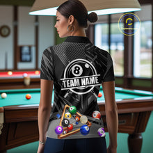 Load image into Gallery viewer, Black 8 Ball Billiard Shirt For Women Custom Billiard Tournament Pool Team Jersey Polo &amp; 1/4 Zip TDM6023