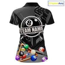 Load image into Gallery viewer, Black 8 Ball Billiard Shirt For Women Custom Billiard Tournament Pool Team Jersey Polo &amp; 1/4 Zip TDM6023