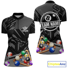Load image into Gallery viewer, Black 8 Ball Billiard Shirt For Women Custom Billiard Tournament Pool Team Jersey Polo &amp; 1/4 Zip TDM6023