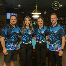 Load image into Gallery viewer, Blue 8 Ball Billiard Shirt For Women Custom Billiard Tournament Pool Team Jersey Polo &amp; 1/4 Zip TDM6024