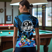Load image into Gallery viewer, Blue 8 Ball Billiard Shirt For Women Custom Billiard Tournament Pool Team Jersey Polo &amp; 1/4 Zip TDM6024