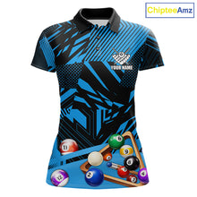 Load image into Gallery viewer, Blue 8 Ball Billiard Shirt For Women Custom Billiard Tournament Pool Team Jersey Polo &amp; 1/4 Zip TDM6024