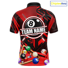 Load image into Gallery viewer, Red 8 Ball Billiard Shirt For Men Custom Billiard Tournament Pool Team Jersey Polo &amp; 1/4 Zip TDM6025