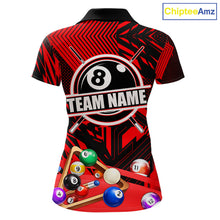 Load image into Gallery viewer, Red 8 Ball Billiard Shirt For Women Custom Billiard Tournament Pool Team Jersey Polo &amp; 1/4 Zip TDM6025