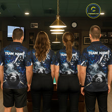 Load image into Gallery viewer, Custom Blue Camo 8 Ball Pool Smoke Billiard Shirt For Women, Billiard Team Jersey Polo &amp; 1/4 Zip TDM6031