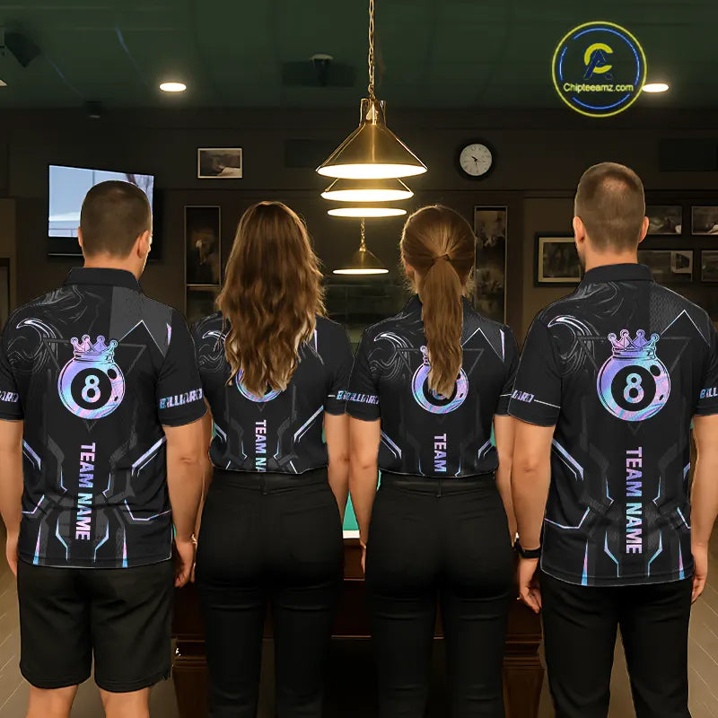 Customized 8 Ball Pool Crown Men's Billiard Shirts, Holographic Billiard Team Shirts, Pool Jerseys TDM5400