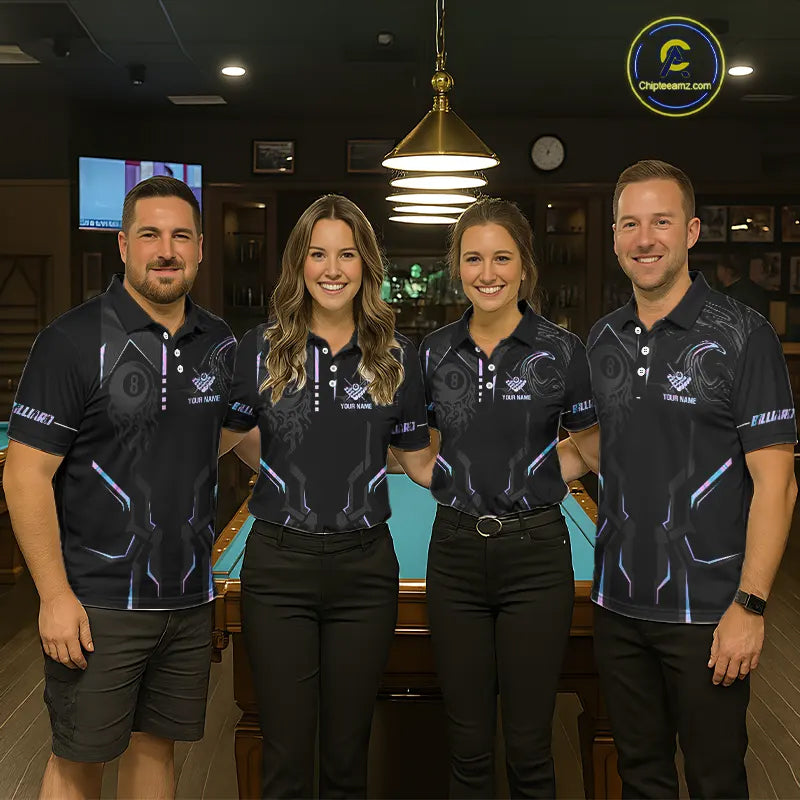 Customized 8 Ball Pool Crown Men's Billiard Shirts, Holographic Billiard Team Shirts, Pool Jerseys TDM5400