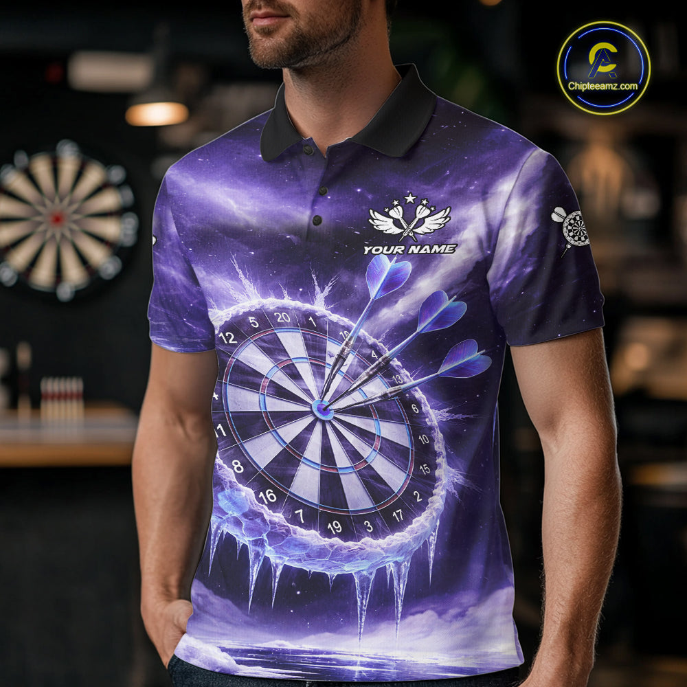 Personalized Purple Dartboard Icy Darts Shirt For Men Custom Darts Jersey Team Polo & 1/4 Zip TDM5681