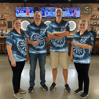 Personalized Blue Dartboard Icy Darts Shirt For Men Custom Darts Jersey Team Polo & 1/4 Zip TDM5682