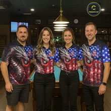 Load image into Gallery viewer, American Flag Dragon 8 Ball Billiard Shirt For Women Custom Lightning Pool Team Jersey Polo, 1/4 Zip TDM6034