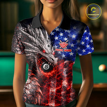 Load image into Gallery viewer, American Flag Dragon 8 Ball Billiard Shirt For Women Custom Lightning Pool Team Jersey Polo, 1/4 Zip TDM6034