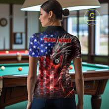Load image into Gallery viewer, American Flag Dragon 8 Ball Billiard Shirt For Women Custom Lightning Pool Team Jersey Polo, 1/4 Zip TDM6034