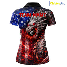 Load image into Gallery viewer, American Flag Dragon 8 Ball Billiard Shirt For Women Custom Lightning Pool Team Jersey Polo, 1/4 Zip TDM6034