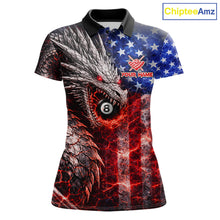 Load image into Gallery viewer, American Flag Dragon 8 Ball Billiard Shirt For Women Custom Lightning Pool Team Jersey Polo, 1/4 Zip TDM6034