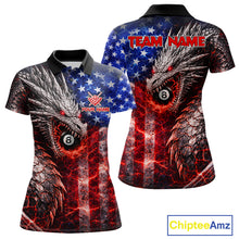Load image into Gallery viewer, American Flag Dragon 8 Ball Billiard Shirt For Women Custom Lightning Pool Team Jersey Polo, 1/4 Zip TDM6034