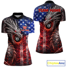Load image into Gallery viewer, American Flag Dragon 8 Ball Billiard Shirt For Women Custom Lightning Pool Team Jersey Polo, 1/4 Zip TDM6034