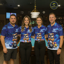 Load image into Gallery viewer, Funny Bulldog Pool Balls Billiard Shirt For Women Custom Billiard Team Jersey Polo &amp; 1/4 Zip |Blue TDM6041