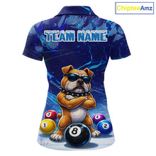 Load image into Gallery viewer, Funny Bulldog Pool Balls Billiard Shirt For Women Custom Billiard Team Jersey Polo &amp; 1/4 Zip |Blue TDM6041