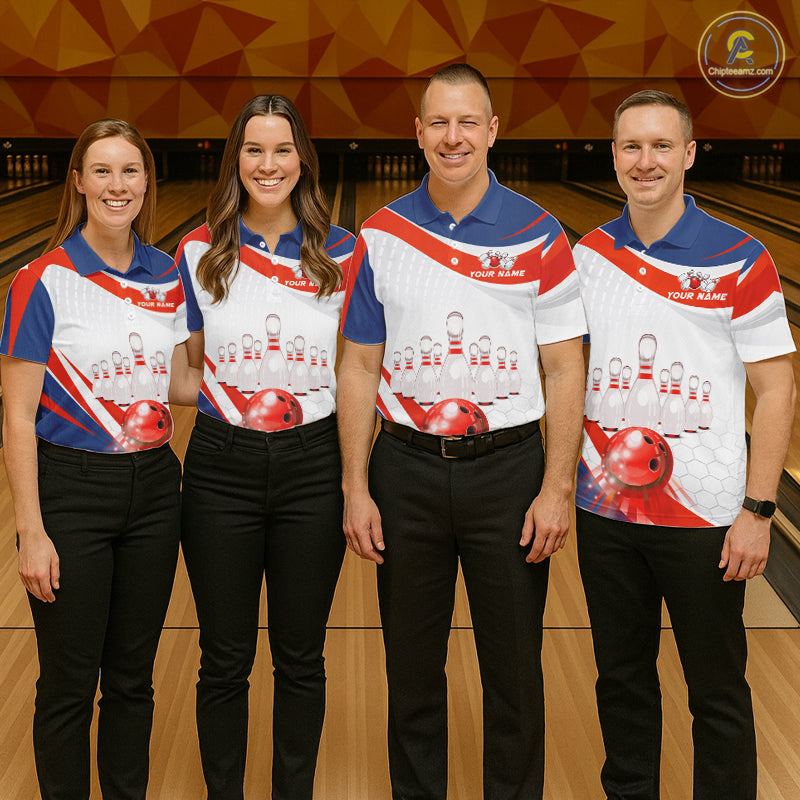 Personalized Bowling Polo & 1/4 Zip For Men Custom Bowling Tournament Team Jersey TDM6296