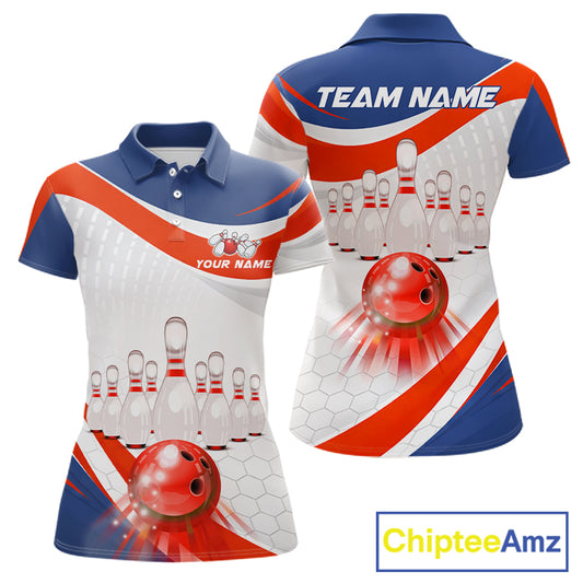Personalized Bowling Polo & 1/4 Zip For Women Custom Bowling Tournament Team Jersey TDM6296