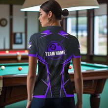 Load image into Gallery viewer, Billiard Jerseys For Women Custom Polo &amp; Quarter-Zip Billiard Team Shirts, 8 Ball Pool Shirt |Purple TDM3532