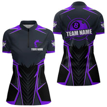 Load image into Gallery viewer, Billiard Jerseys For Women Custom Polo &amp; Quarter-Zip Billiard Team Shirts, 8 Ball Pool Shirt |Purple TDM3532