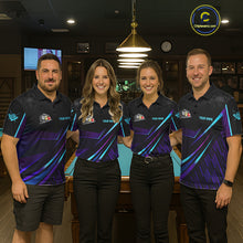 Load image into Gallery viewer, Custom Purple And Turquoise 8 Ball Crown Billiard Shirt For Women, Pool Team Jersey Polo &amp; 1/4 Zip TDM5905