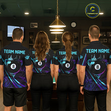 Load image into Gallery viewer, Custom Purple And Turquoise 8 Ball Crown Billiard Shirt For Women, Pool Team Jersey Polo &amp; 1/4 Zip TDM5905