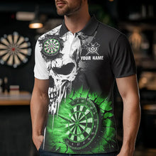 Load image into Gallery viewer, Personalized Grunge Skull Crack Wall Men Dart Shirts Custom Darts League Team Jerseys |Green TDM3699