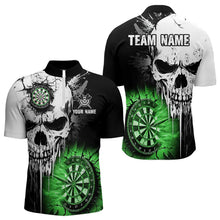 Load image into Gallery viewer, Personalized Grunge Skull Crack Wall Men Dart Shirts Custom Darts League Team Jerseys |Green TDM3699