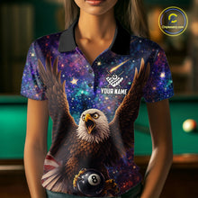 Load image into Gallery viewer, Funny Eagle Galaxy Billiard Shirt For Women Custom 8 Ball Pool Team Jersey Polo &amp;1/4 Zip TDM6044