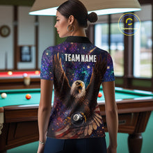 Load image into Gallery viewer, Funny Eagle Galaxy Billiard Shirt For Women Custom 8 Ball Pool Team Jersey Polo &amp;1/4 Zip TDM6044