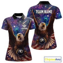 Load image into Gallery viewer, Funny Eagle Galaxy Billiard Shirt For Women Custom 8 Ball Pool Team Jersey Polo &amp;1/4 Zip TDM6044