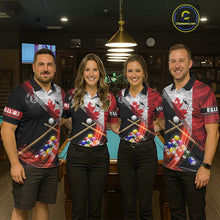 Load image into Gallery viewer, Canada Flag Custom Billiard Polo &amp; 1/4 Zip Shirt For Women, Patriotic 8 Ball Pool Team Jersey TDM6045