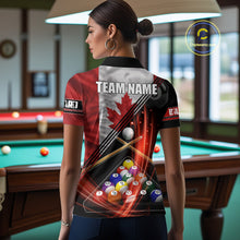 Load image into Gallery viewer, Canada Flag Custom Billiard Polo &amp; 1/4 Zip Shirt For Women, Patriotic 8 Ball Pool Team Jersey TDM6045