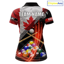 Load image into Gallery viewer, Canada Flag Custom Billiard Polo &amp; 1/4 Zip Shirt For Women, Patriotic 8 Ball Pool Team Jersey TDM6045