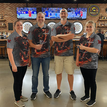 Load image into Gallery viewer, Personalized Wolf Lightning Darts Shirt For Men, Darts Team Jersey Polo &amp; 1/4 Zip |Orange TDM6304