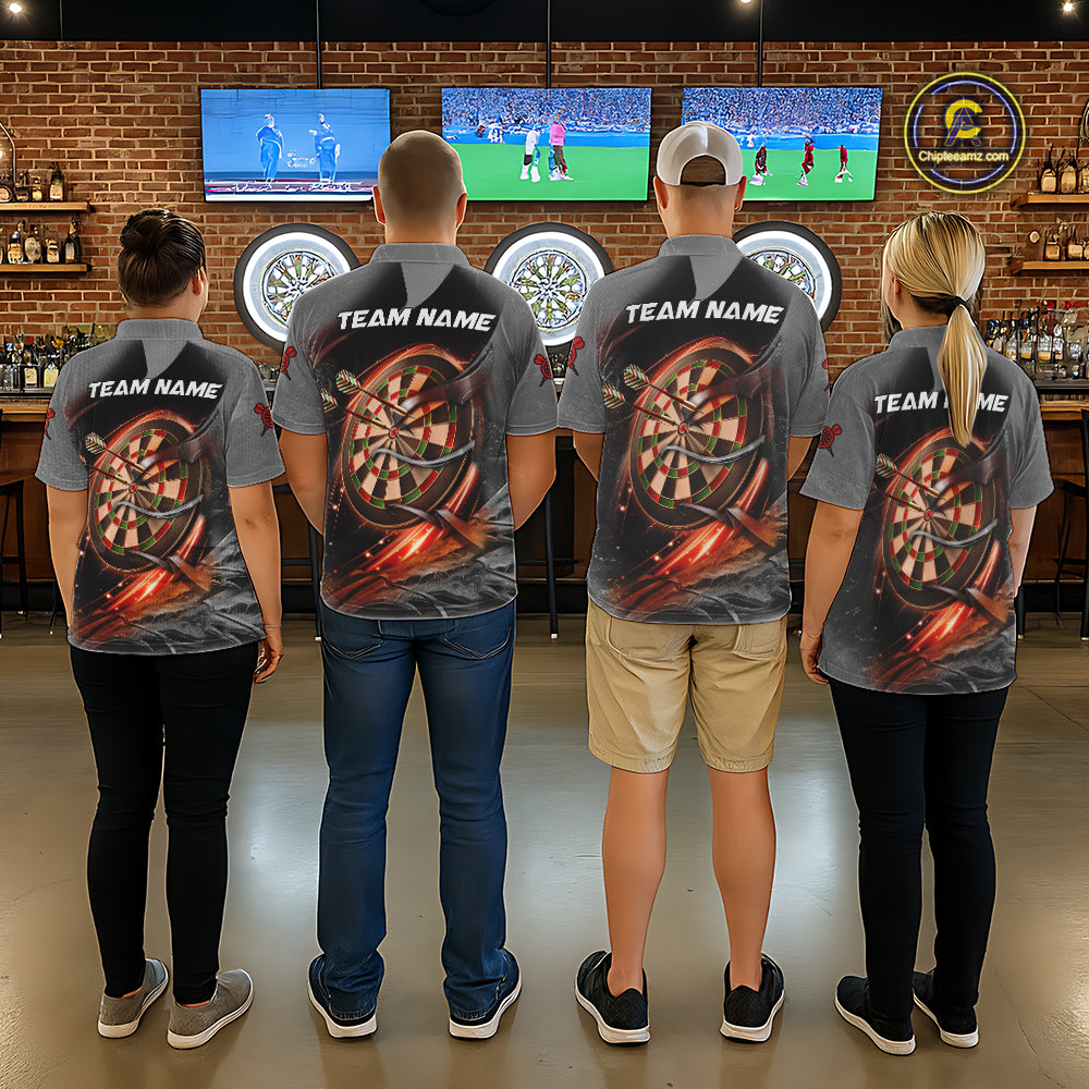 Personalized Wolf Lightning Darts Shirt For Women, Darts Team Jersey Polo & 1/4 Zip |Orange TDM6304