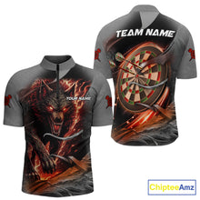 Load image into Gallery viewer, Personalized Wolf Lightning Darts Shirt For Men, Darts Team Jersey Polo &amp; 1/4 Zip |Orange TDM6304