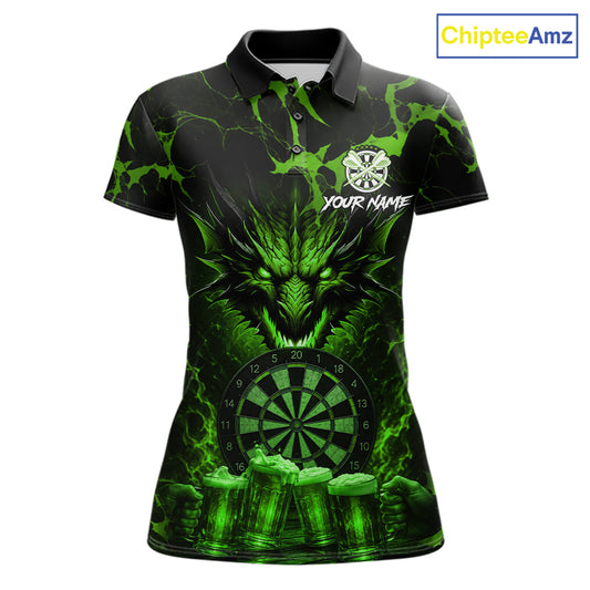 Black And Green Personalized Dragon Beer Darts Shirts For Women Custom Darts League Team Jersey TDM7207