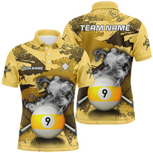 Load image into Gallery viewer, Funny 9 Ball Pool Custom Yellow Camo Men Polo &amp; Quarter-Zip Shirts, Billiard Snooker Outfits TDM2456