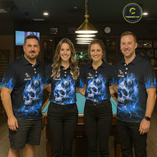 Load image into Gallery viewer, Blue Flaming Skull 8 Ball Billiard Shirt For Women Custom Pool Team Jersey Polo &amp; Quarter Zip TDM5422