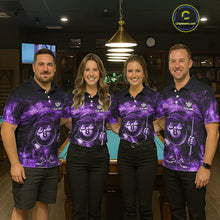 Load image into Gallery viewer, Purple Funny 8 Ball Pool Flame Smoke Billiard Shirt For Women Custom Billiard Team Jersey Uniform TDM5694